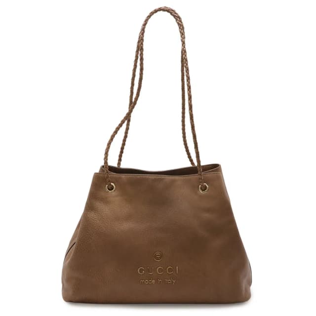 Gucci Logo Shoulder Bag Tote Brown Beige Gold in Brown Leather from The Reluxe, photo 1 of 1