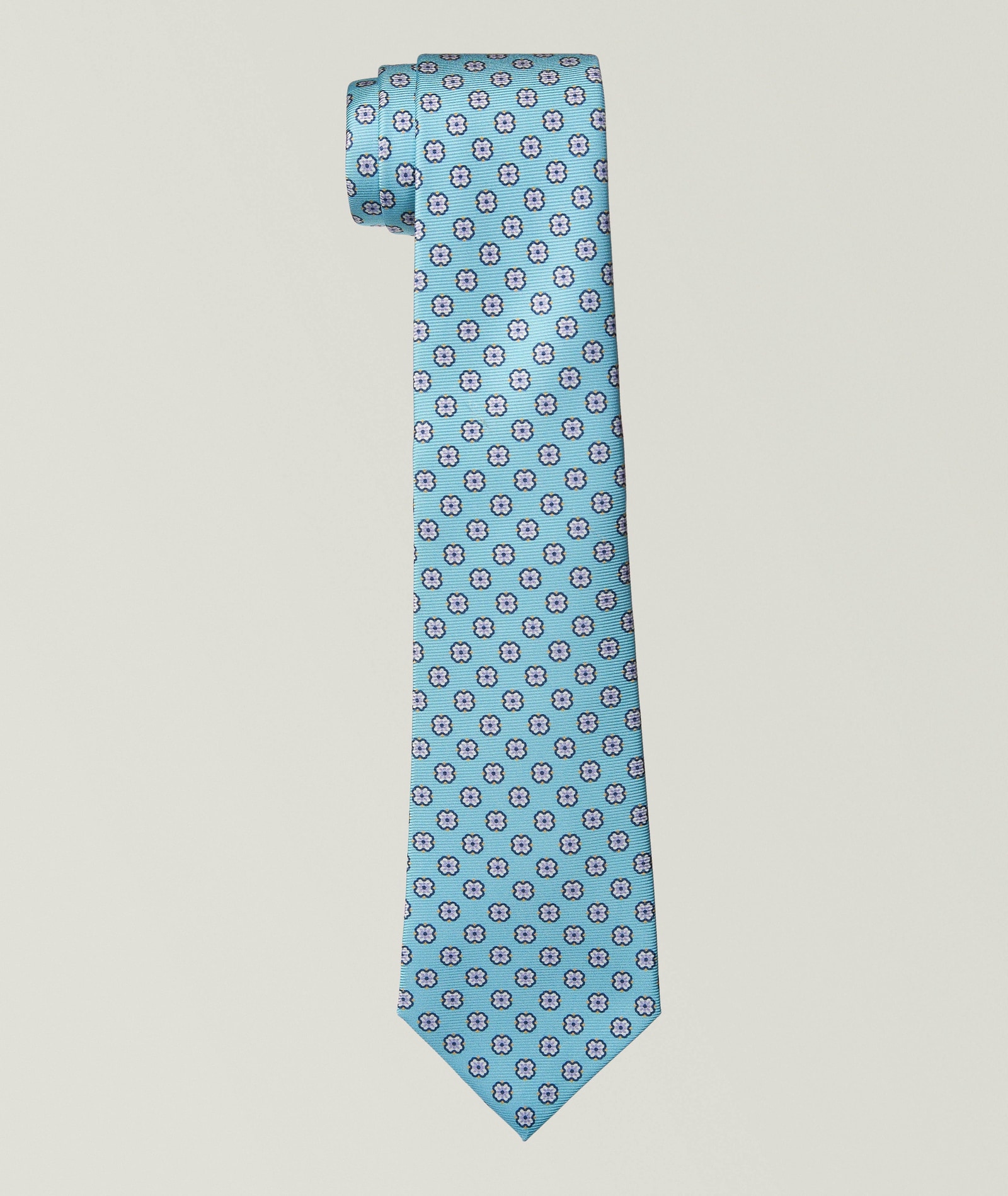 Kiton Floral Medallion Silk Tie in Blue Silk & Silk Blends, image 1 of 1 from Harry Rosen