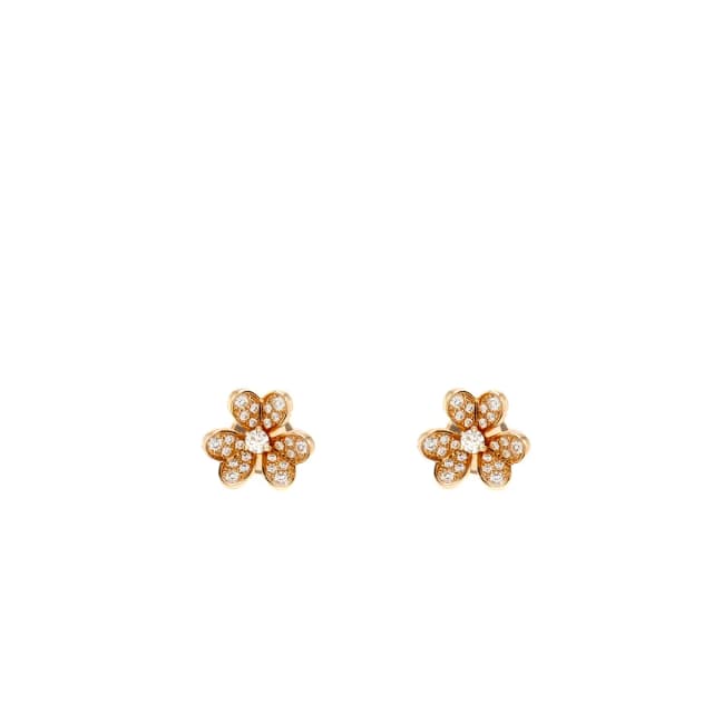 Van Cleef & Arpels Frivole Earrings, Mini Model Rose Gold Diamonds in Pink from EMIER, photo 1 of 1