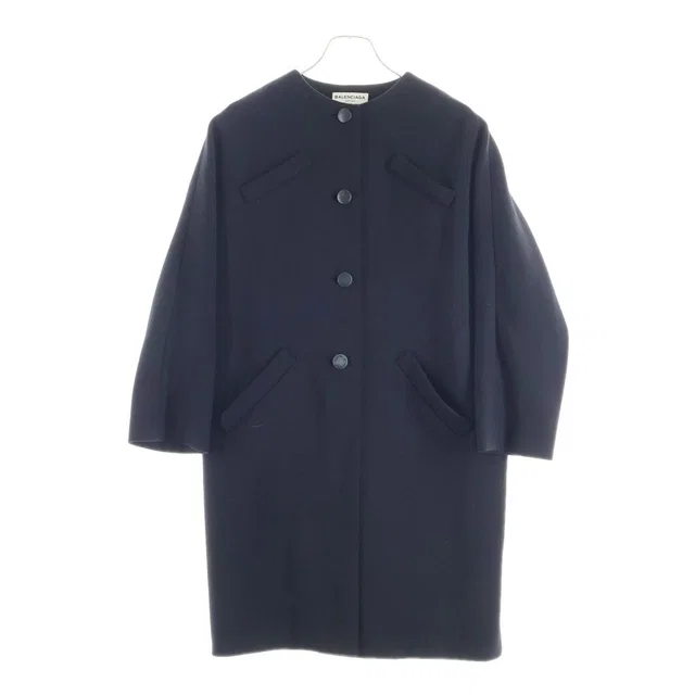 Balenciaga Collarless Wool Long Coat Black in Black Wool from The Reluxe, photo 1 of 1