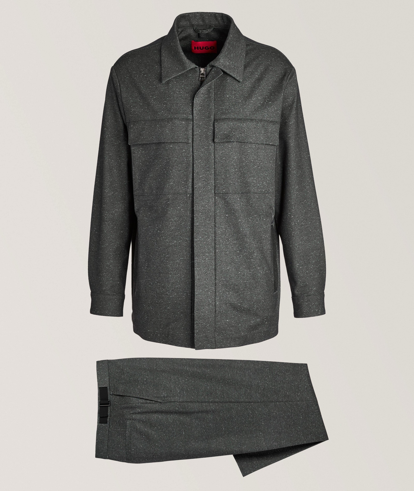 HUGO Speckled Twill Suit in Grey 68% polyester, 26% viscose, 6% elastane, image 1 of 1 from Harry Rosen