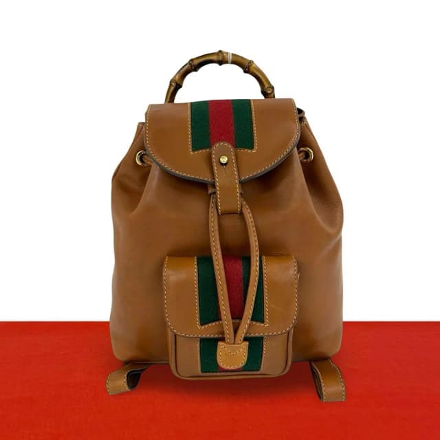 Gucci Vintage Sherry Line Bamboo Leather Backpack Brown in Brown Leather from The Reluxe, photo 1 of 1