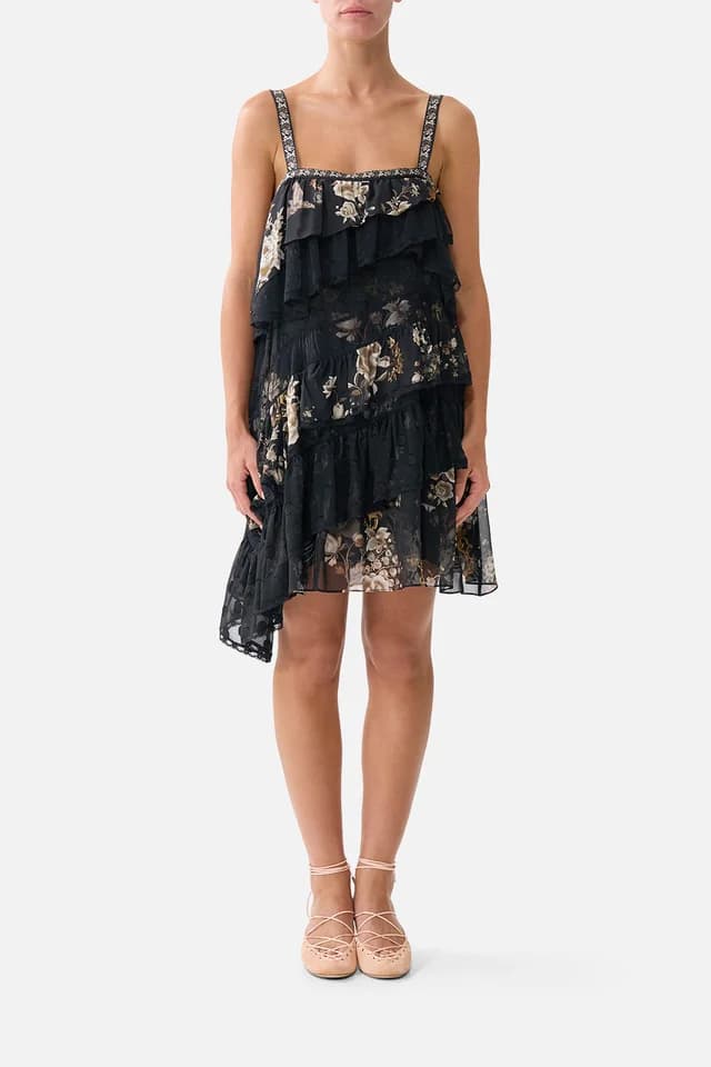 Camilla eBoutique ASYMMETRIC SPLICED LACE MINI DRESS FLAMENCO FOLKLORE, image 1 of 1 from CAMILLA