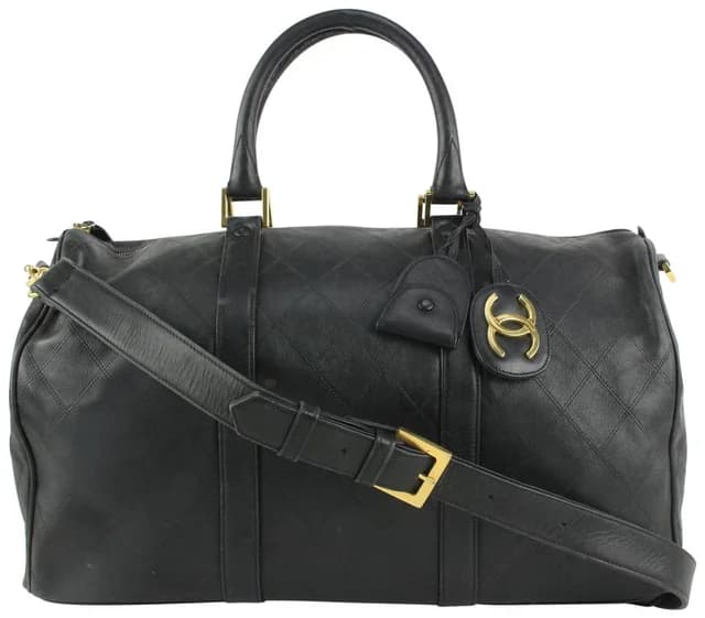Chanel Black Quilted Lambskin Boston Duffle Bag with Strap in Black Lambskin from Bagriculture, photo 1 of 1