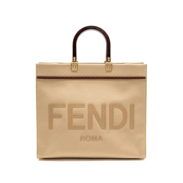 Fendi Medium Sunshine Shopping Tote Bag canvas/Calfskin Beige/Light Rose GHW in Beige Calfskin from EMIER, photo 1 of 1