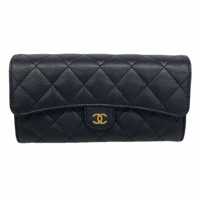 Chanel Wallet Quilted Caviar Leather Black Gold in Black Caviar leather from The Reluxe, photo 1 of 1