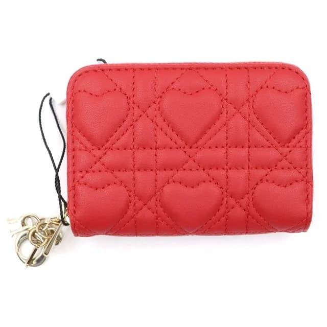Dior Cannage Heart Mini Wallet Coin Purse Red Leather Gold in Red Leather from The Reluxe, photo 1 of 1