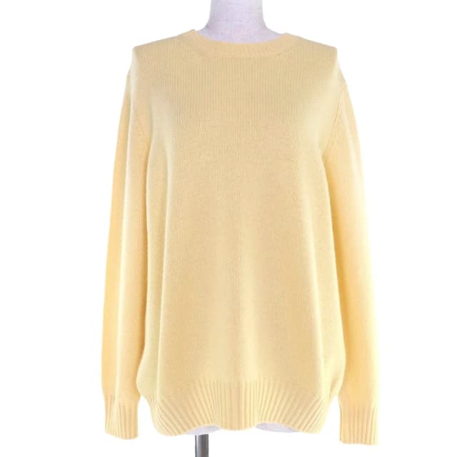 Prada Virgin Wool Cashmere Triangle Logo Long Sleeve Knit Top Yellow 40 in Yellow Cashmere from The Reluxe, photo 1 of 1