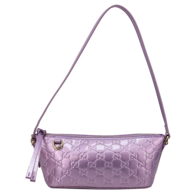 Gucci GG Emblem Patent Leather Shoulder Bag Purple 847281 in Purple Patent leather from Dallas Designer Handbags, photo 1 of 1