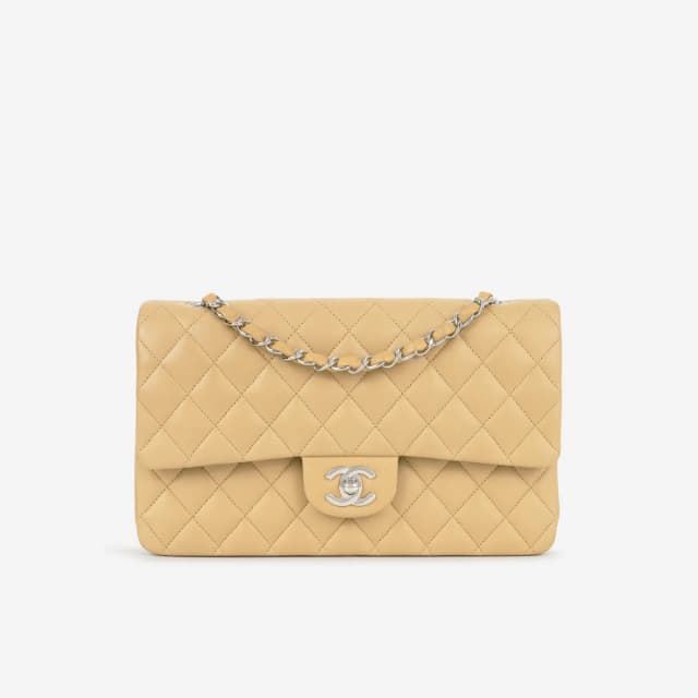 Chanel Vintage Medium Classic Flap - Beige Lambskin | Silver Hardware in Beige Lambskin from Bagista, photo 1 of 1