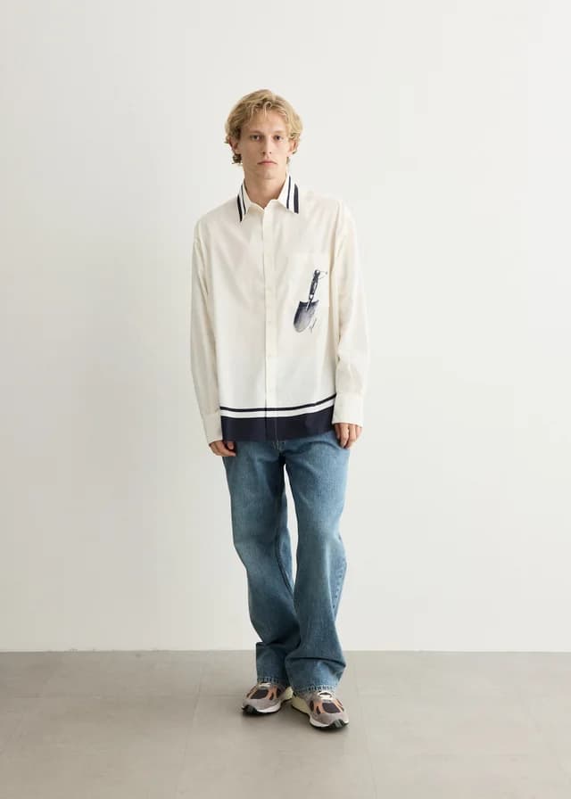 Jacquemus La Chemise Camargue in BLUE SHOVEL PLACEMENT PRI 3GR, image 1 of 1 from Incu