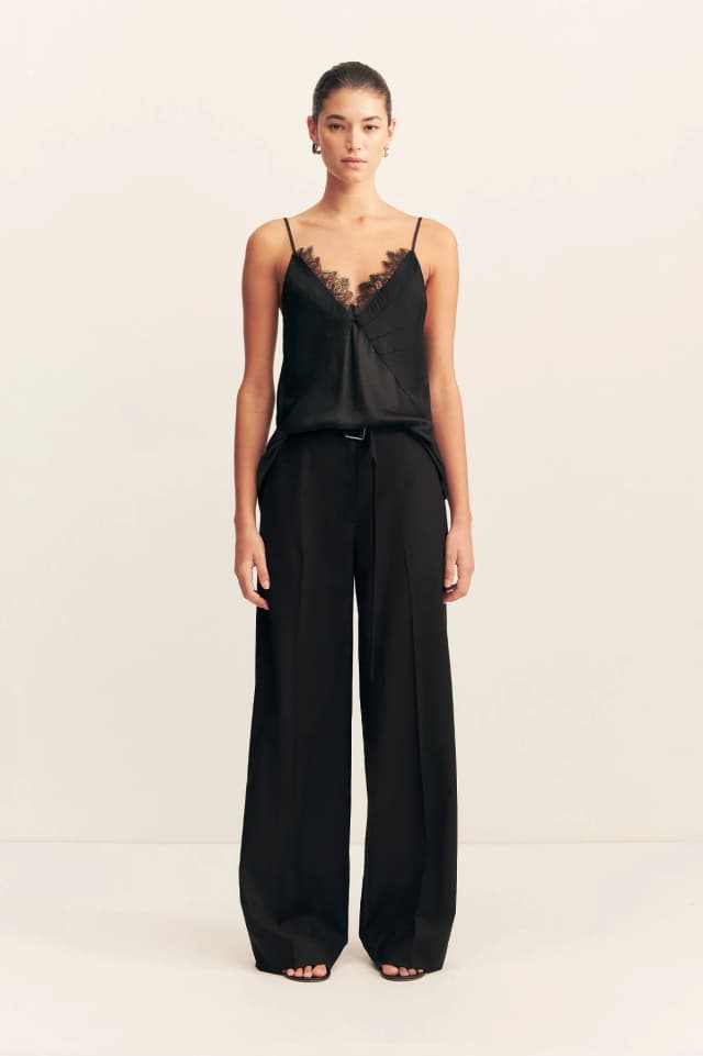 Shona Joy CASTRO WIDE LEG BELTED PANT - BLACK, image 1 of 1 from Shona Joy