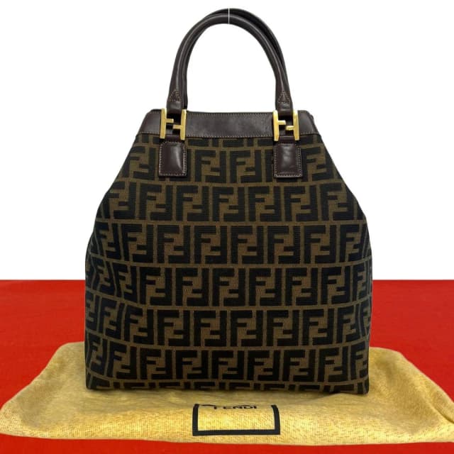 Fendi Vintage Zucca FF Pattern Canvas Leather Tote Bag Brown in Brown Canvas from The Reluxe, photo 1 of 1