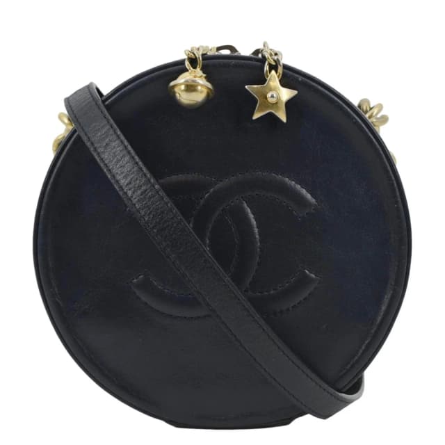 Chanel Glazed Round As Earth Leather Evening Crossbody Bag Navy Blue in Navy Leather from Dallas Designer Handbags, photo 1 of 1
