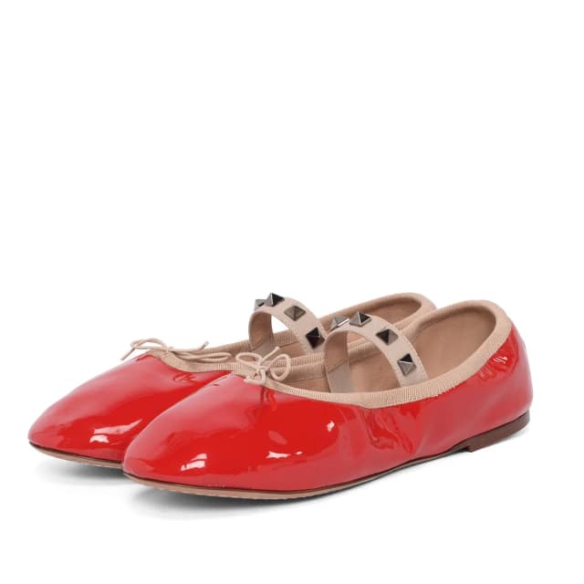 Valentino Garavani Patent Rockstud Ballerina Flats 36 in Red Patent leather from Blue Spinach, photo 1 of 1