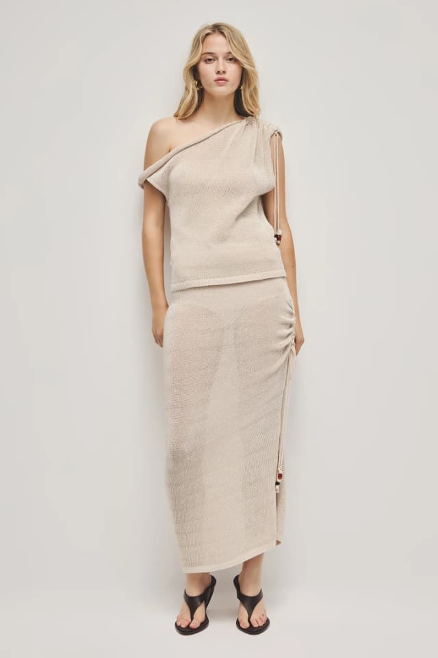 Aje Studio Suri Knit Top in BONE, image 1 of 1 from Aje