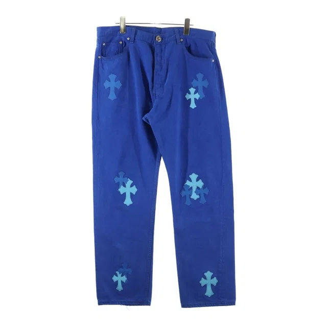 Chrome Hearts Vntg Jean Blu Red Tab Washed Pants with Cross Patch in Red from The Reluxe, photo 1 of 1