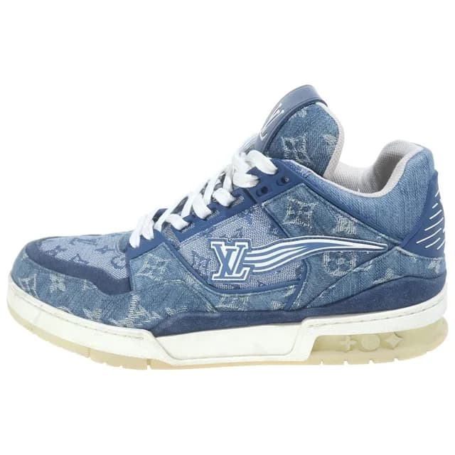 Monogram Denim LV Trainers Blue Sneakers in Blue Denim from The Reluxe, photo 1 of 1