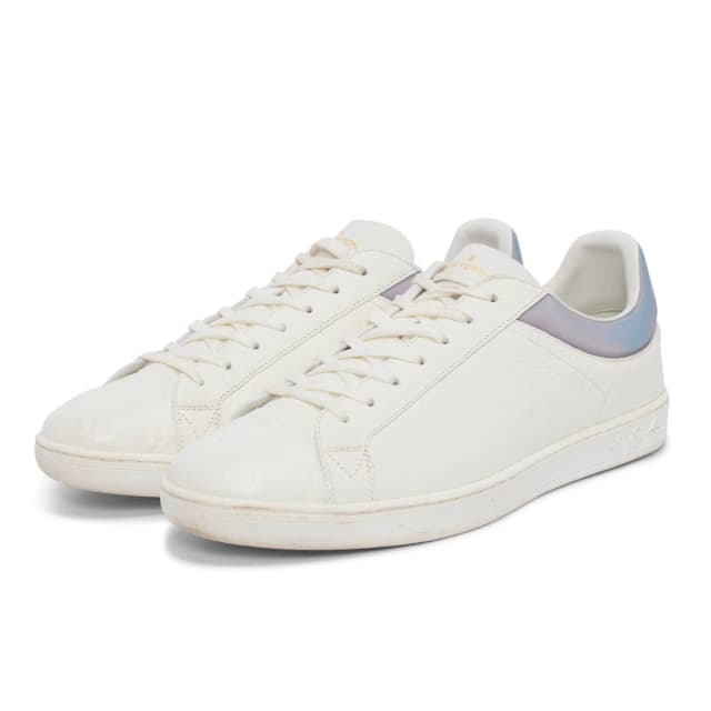Louis Vuitton Embossed Monogram Calfskin Luxembourg Sneakers 41.5 in White Calfskin from Blue Spinach, photo 1 of 1
