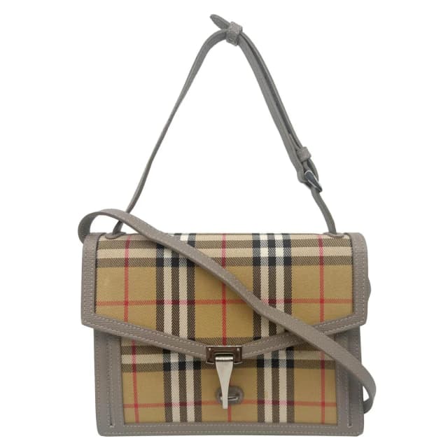 Burberry Macken Small Vintage Check Canvas Crossbody Bag Beige in Beige Canvas from Dallas Designer Handbags, photo 1 of 1