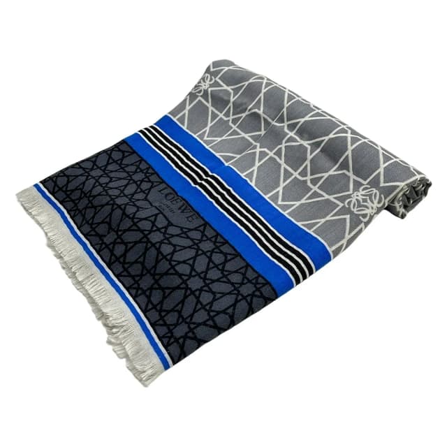 Loewe Shawl Gray Blue Multi Cashmere Silk Scarf in Blue Silk from The Reluxe, photo 1 of 1