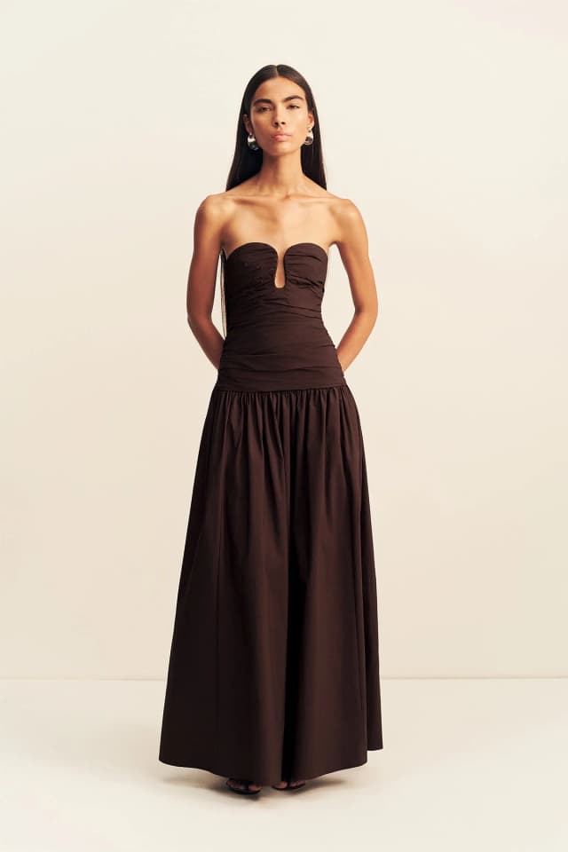 Shona Joy CAMPBELL FITTED DROP WAIST MAXI DRESS - RISTRETTO, image 1 of 1 from Shona Joy