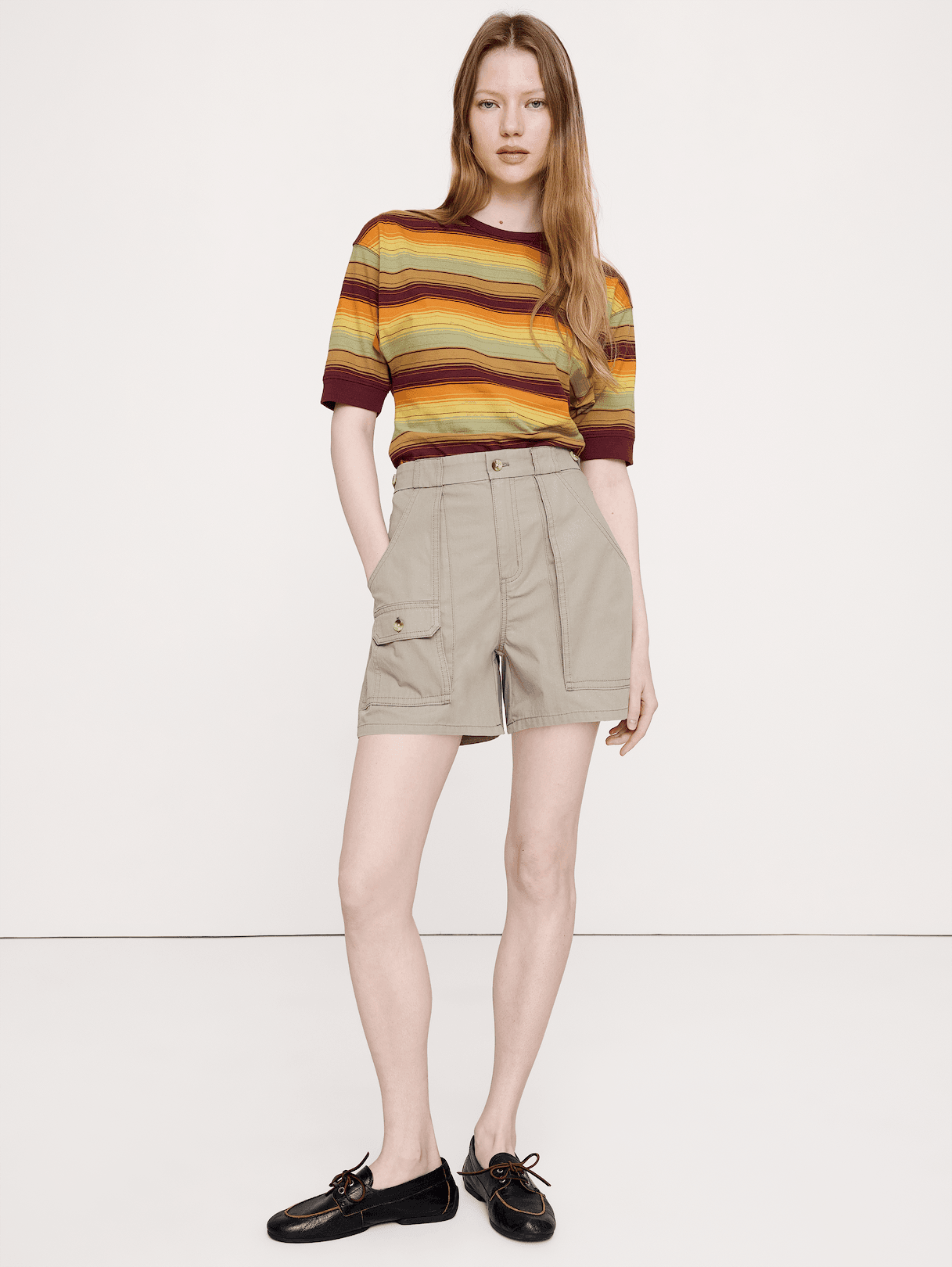 Banana Republic Vintage Cotton Dolman T-Shirt in Pistachio Green Stripe, image 1 of 1 from Banana Republic (US)