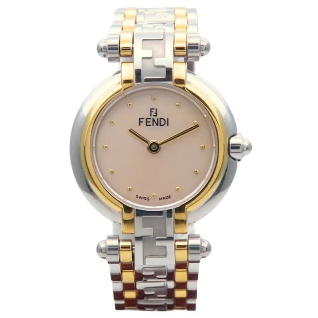 Fendi Watch Orologi 760 L Stainless Steel Silver Gold Dial White Shell Zucca in White from The Reluxe, photo 1 of 1