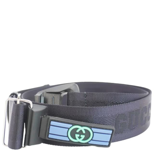 Gucci GG Crystal Nylon Belt Size 100.40 Blue 778889 in Blue Nylon from Dallas Designer Handbags, photo 1 of 1