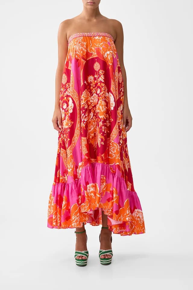 Camilla eBoutique STRAPLESS MAXI WITH RUFFLE HEM TILES OF TÜRKIYE, image 1 of 1 from CAMILLA