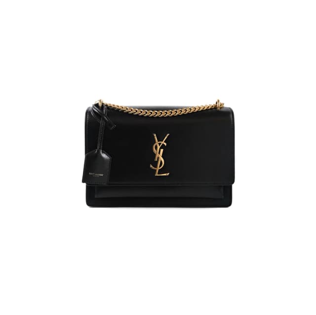 Saint Laurent Sunset Medium Black in Black Leather from The Purse Affair, photo 1 of 1