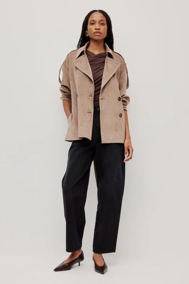 Aje Studio Noa Trench Jacket in FAWN, image 1 of 1 from Aje