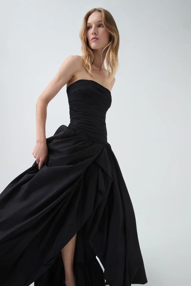 AJE Violette Bubble Hem Maxi Dress in BLACK, image 1 of 1 from Aje