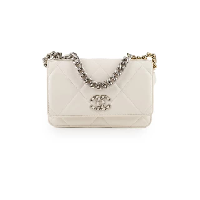 Chanel 19 White Wallet On Chain in White Lambskin from The Purse Affair, photo 1 of 1