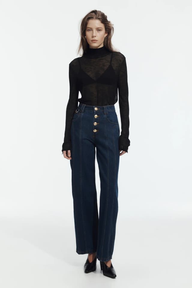 AJE Elodi Denim Jean in DARK CLASSIC WASH, image 1 of 1 from Aje