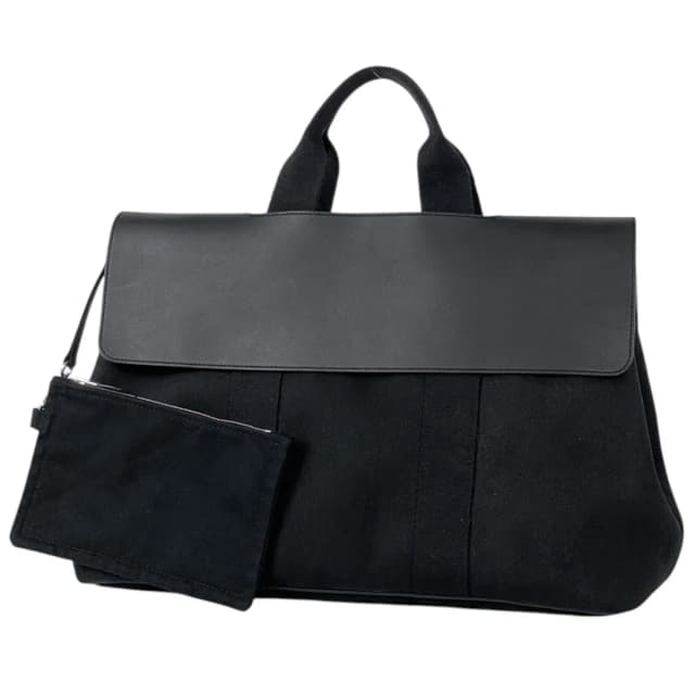 Hermès Valparaiso MM Handbag Toile Chevron Black in Black Leather from The Reluxe, photo 1 of 1