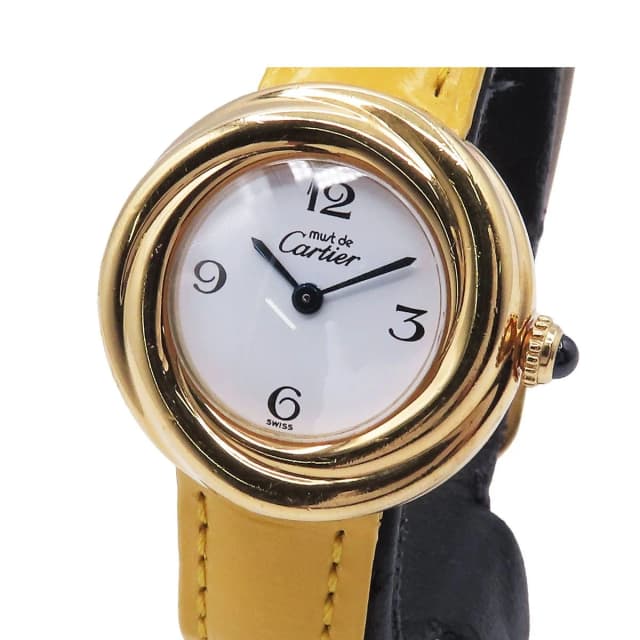 Cartier Trinity White Leather Stainless Steel Vermeil Watch Quartz in White Leather from The Reluxe, photo 1 of 1