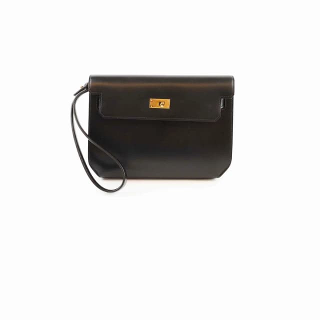 Hermès Kelly Depeches 25 Tadelakt Noir Black(U Stamp) in Black Leather from The Purse Affair, photo 1 of 1
