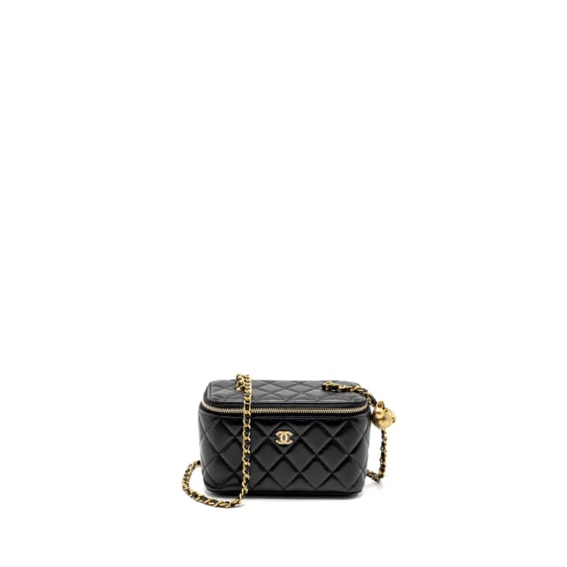 Chanel Pearl Crush Long Vanity Case Lambskin Black GHW (Microchip) in Black Lambskin from EMIER, photo 1 of 1