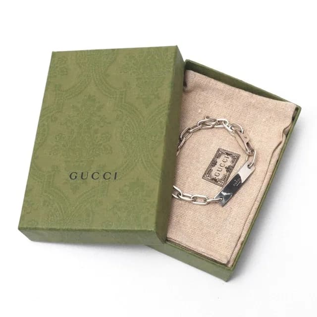 Gucci Bracelet 925 Sterling Silver Logo Plate in Silver from The Reluxe, photo 1 of 1