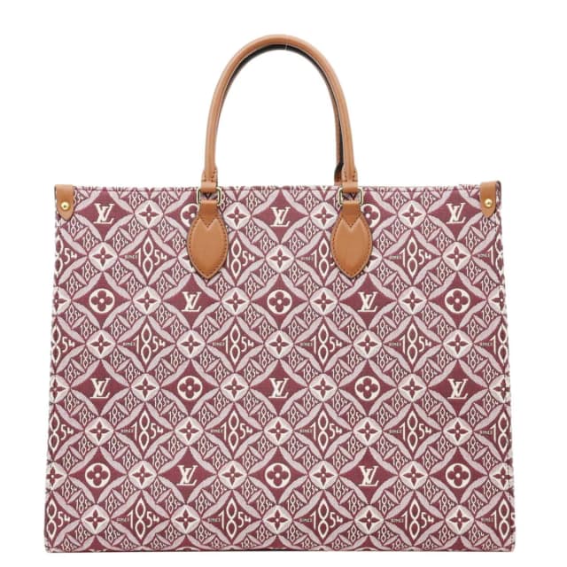 Louis Vuitton Since 1854 Onthego GM Jacquard Shoulder Bag Red in Red Leather from Dallas Designer Handbags, photo 1 of 1