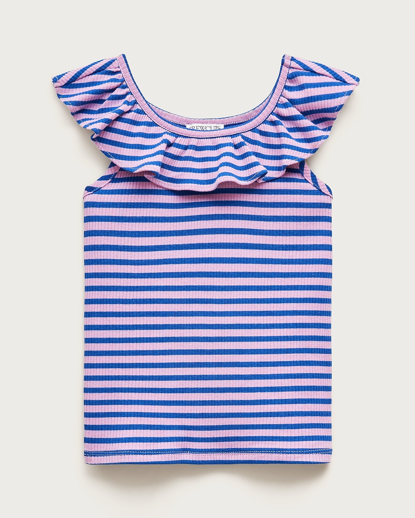 J.Crew Girls' ruffle-shoulder tank top in vintage rib in VIOLET MIST RADIANT COB, image 1 of 1 from J.Crew (US)