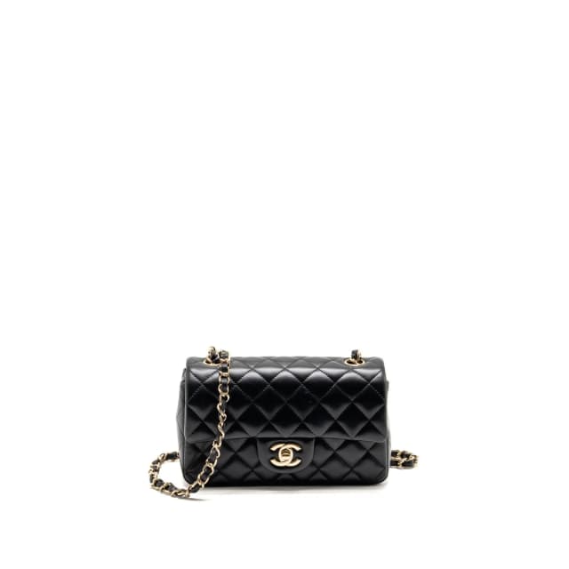 Chanel Mini Rectangular Flap Bag Lambskin Black LGHW in Black Lambskin from EMIER, photo 1 of 1
