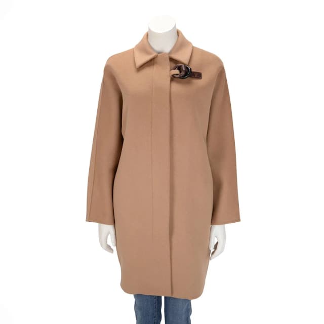 Louis Vuitton & Angora Monogram Detail Coat FR 34 in Camel Wool from Blue Spinach, photo 1 of 1