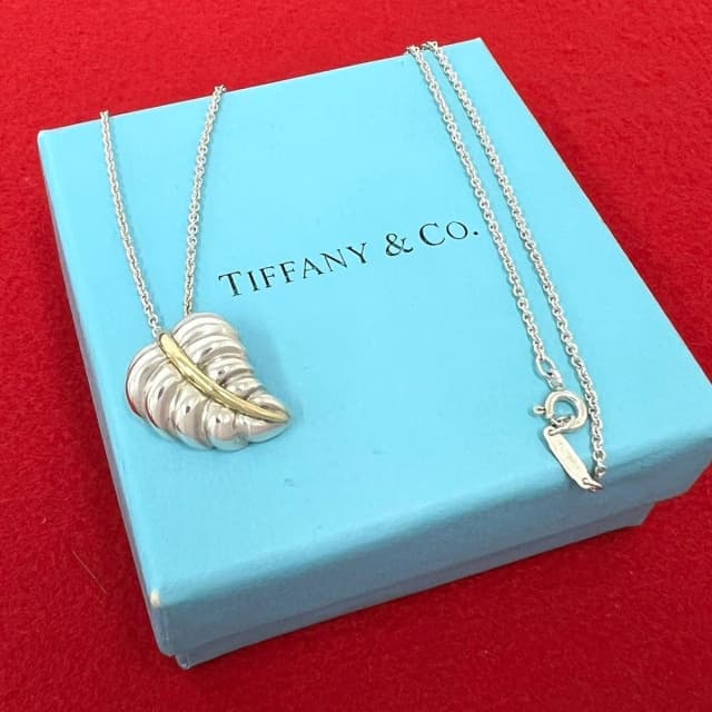 Tiffany & Co. Vintage Leaf Motif Necklace Silver Yellow Gold in Yellow from The Reluxe, photo 1 of 1