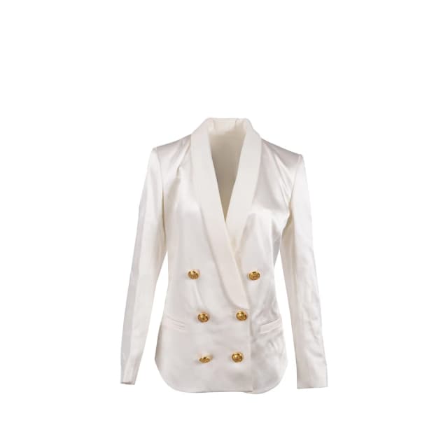 Balmain Size 40 Blazer With Gold Button Viscose White in White from EMIER, photo 1 of 1