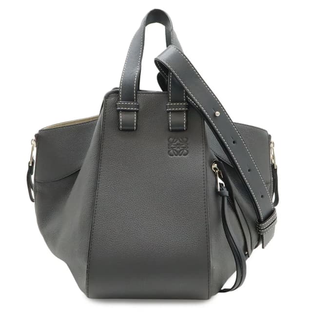Loewe Hammock Small Drawstring Shoulder Bag Leather Black Silver in Black Leather from The Reluxe, photo 1 of 1