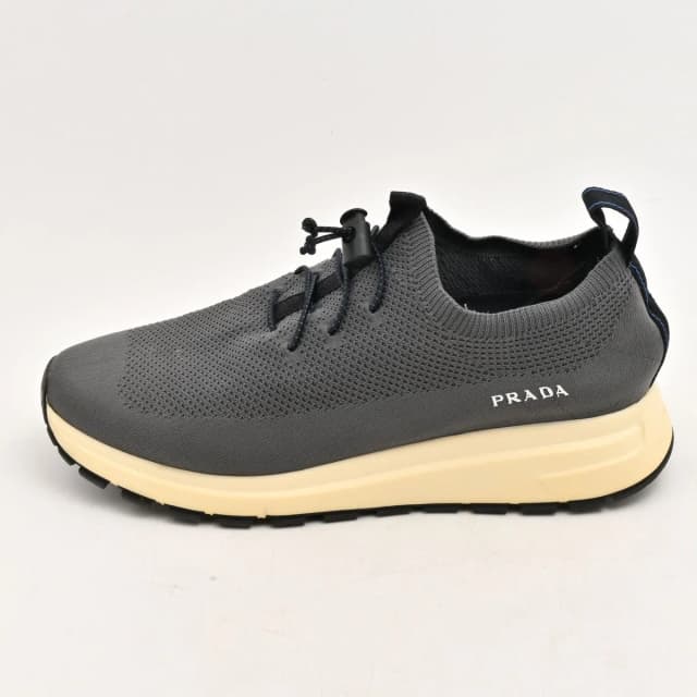 Prada Sneakers Dark Gray Black Lace-up Knit Fabric 7.5 in Black from The Reluxe, photo 1 of 1