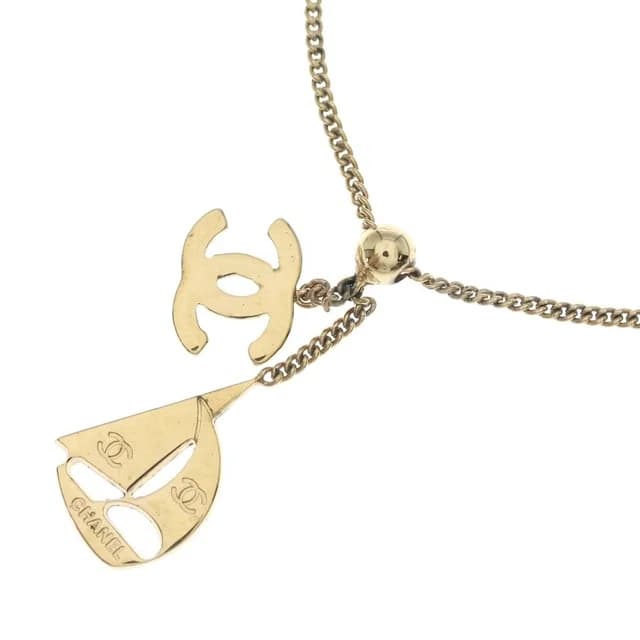 Chanel CC Logo Yacht Motif Pendant Chain Gold Necklace in Gold from The Reluxe, photo 1 of 1