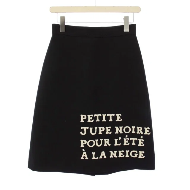 Gucci Wool Logo Print Skirt Knee Length Trapezoid 38 Black in Black Wool from The Reluxe, photo 1 of 1